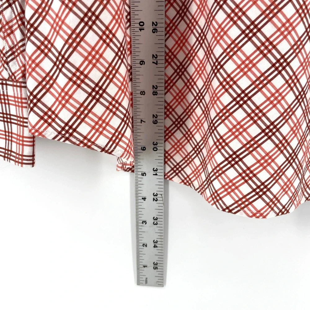 Banana Republic Mens Slim Fit Button Down Shirt Large L Red White‎ Plaid Cotton